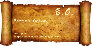 Bertan Orion névjegykártya